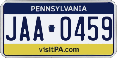 PA license plate JAA0459