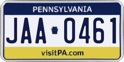 PA license plate JAA0461