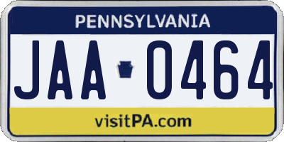 PA license plate JAA0464