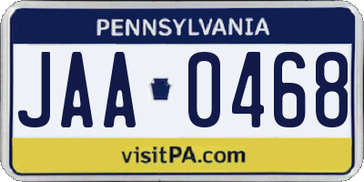 PA license plate JAA0468