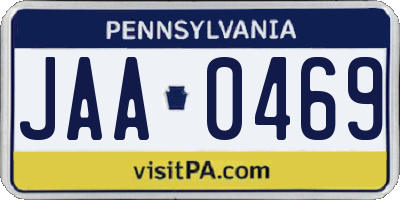 PA license plate JAA0469