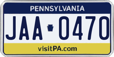 PA license plate JAA0470