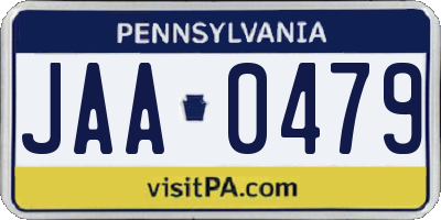 PA license plate JAA0479