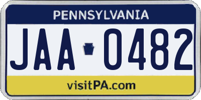 PA license plate JAA0482