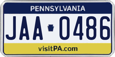 PA license plate JAA0486