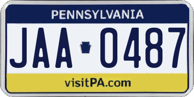 PA license plate JAA0487