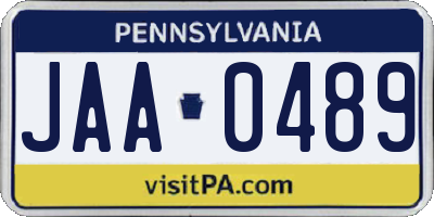 PA license plate JAA0489