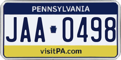 PA license plate JAA0498