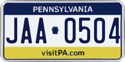 PA license plate JAA0504