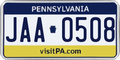 PA license plate JAA0508