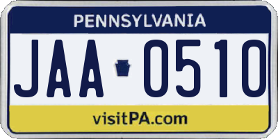 PA license plate JAA0510