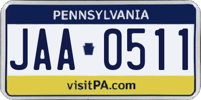 PA license plate JAA0511