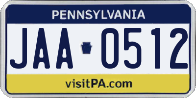 PA license plate JAA0512