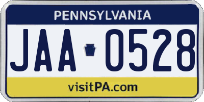 PA license plate JAA0528