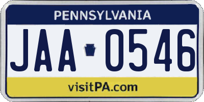 PA license plate JAA0546