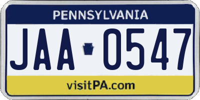 PA license plate JAA0547