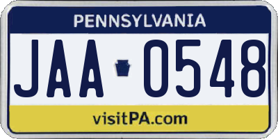 PA license plate JAA0548