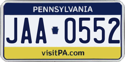 PA license plate JAA0552