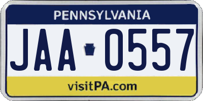 PA license plate JAA0557