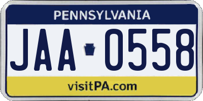 PA license plate JAA0558