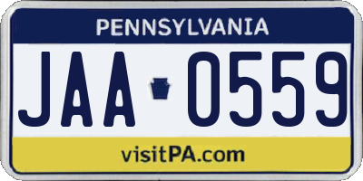 PA license plate JAA0559