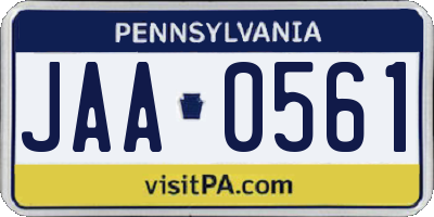 PA license plate JAA0561