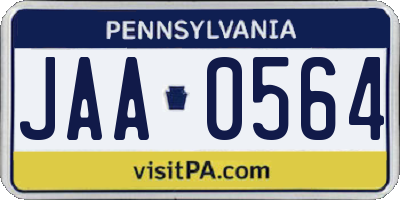 PA license plate JAA0564