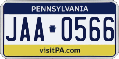 PA license plate JAA0566