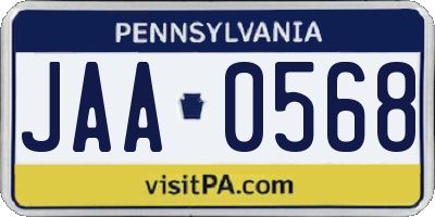 PA license plate JAA0568