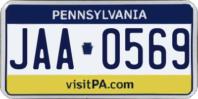 PA license plate JAA0569