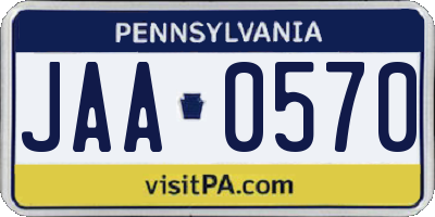 PA license plate JAA0570