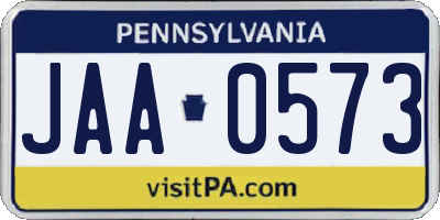 PA license plate JAA0573