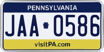 PA license plate JAA0586