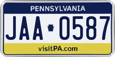 PA license plate JAA0587