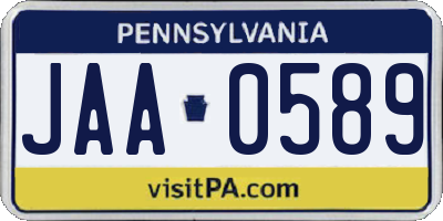 PA license plate JAA0589