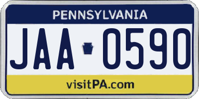 PA license plate JAA0590