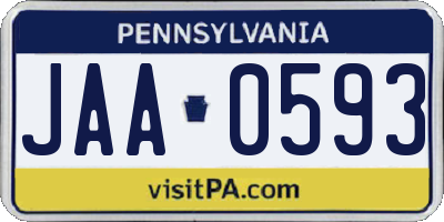 PA license plate JAA0593