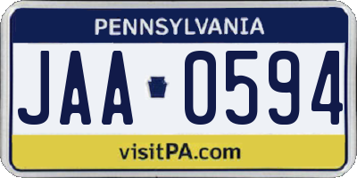 PA license plate JAA0594