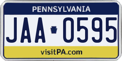 PA license plate JAA0595