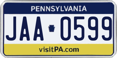 PA license plate JAA0599