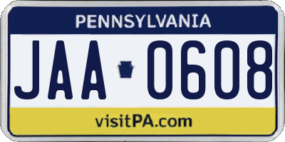 PA license plate JAA0608