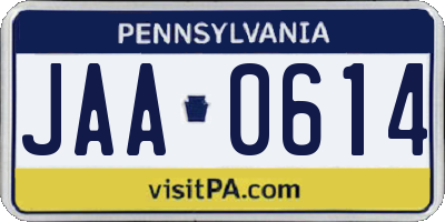 PA license plate JAA0614