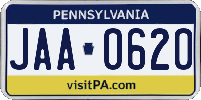 PA license plate JAA0620