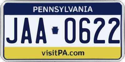 PA license plate JAA0622