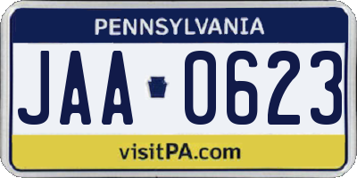 PA license plate JAA0623