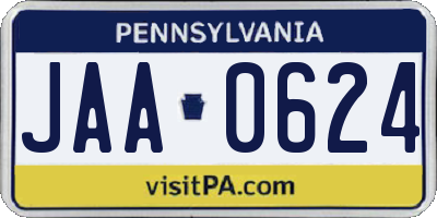 PA license plate JAA0624