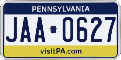 PA license plate JAA0627