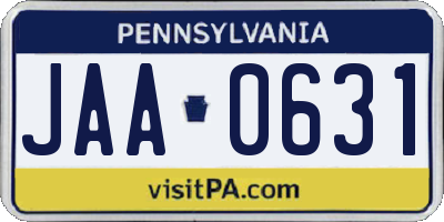 PA license plate JAA0631