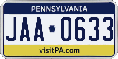 PA license plate JAA0633