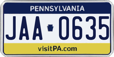 PA license plate JAA0635